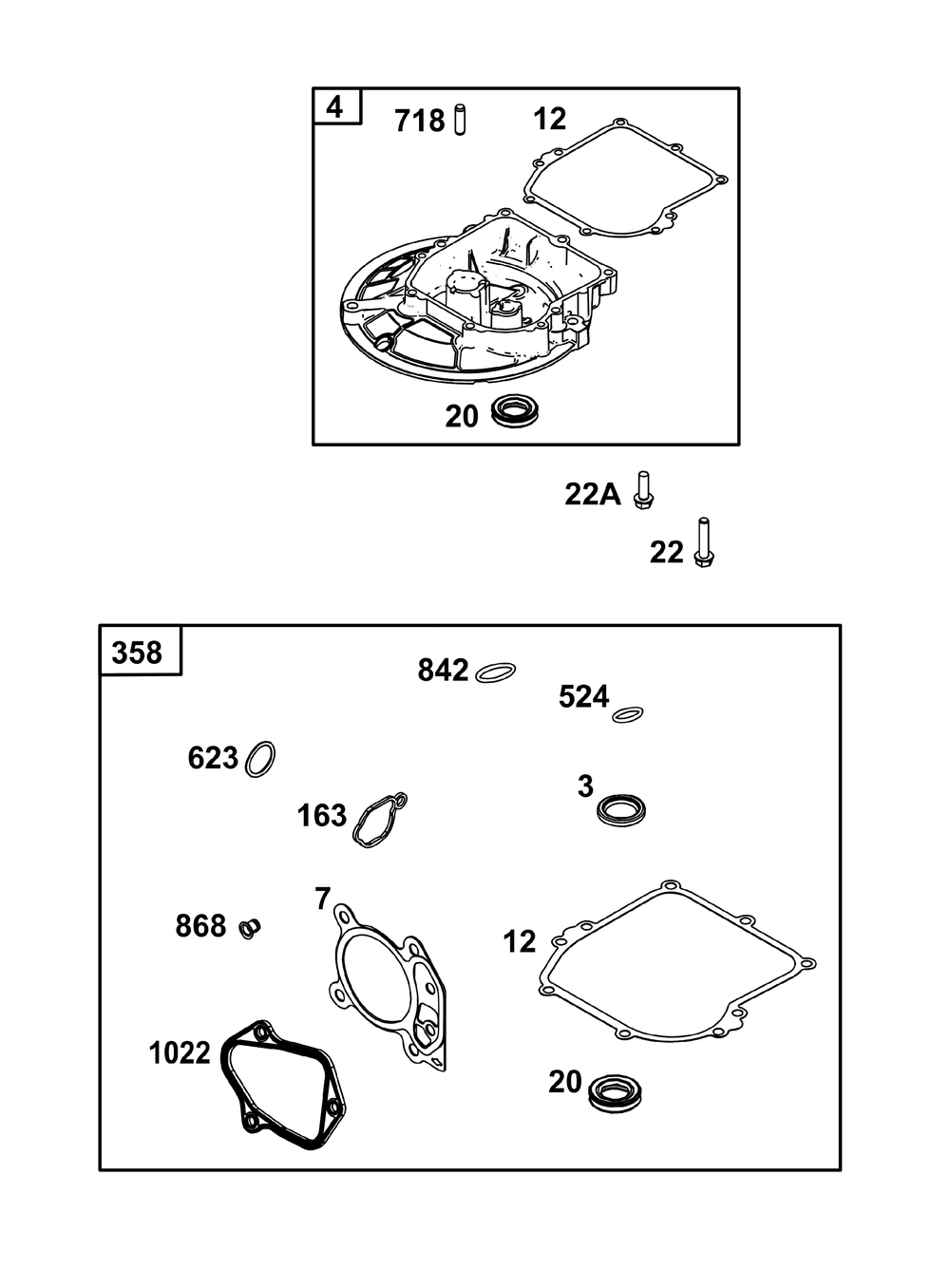 Crankcase Cover/Sump Group Diagram and Parts List for 020000 - 09Z999 Briggs and Stratton Engine
